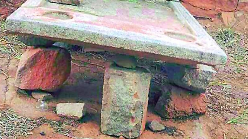 The Ratimancham, which is considered to help couple without children conceive, was recently damaged by miscreants expecting treasure. (Photo: DC)