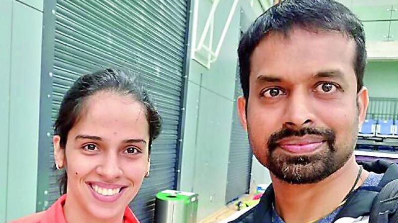 Selfie taken after Saina won the bronze medal at the recent World Championships in Glasgow.