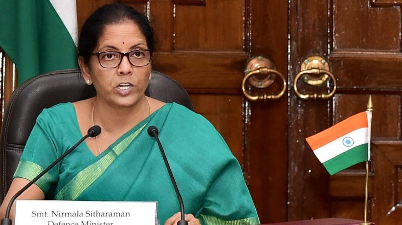 Defence Minister Nirmala Sitharaman at a joint press conference with U. S. Defence Secretary Jim Mattis (unseen) at South Block in New Delhi. (Photo: PTI)