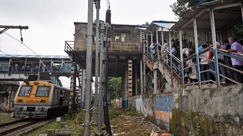 A view of the Elphinstone railway stations foot over bridge where a stampede took place, in Mumbai on Friday. (Photo: PTI)