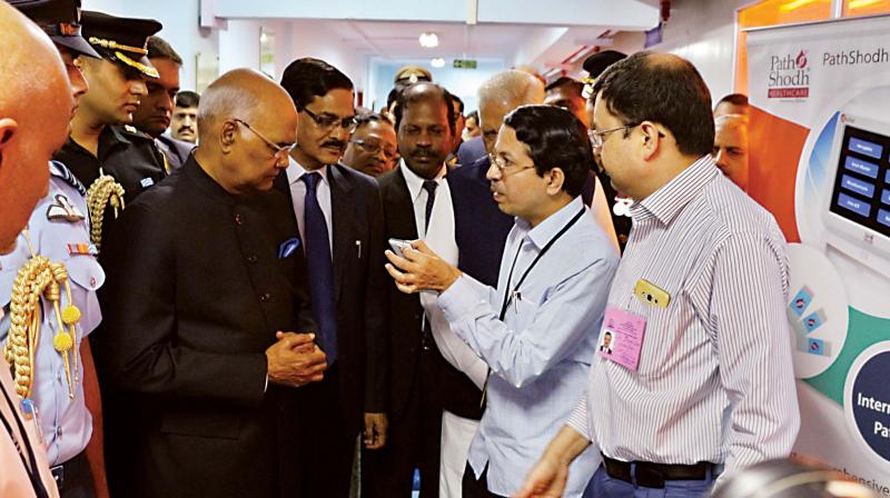 President Ram Nath Kovind at IISc campus in Bengaluru on Tuesday. (Photo: DC)