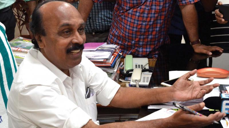 Revenue Minister E. Chandrasekharan clarifies to media CPI ministers stand against attending the weekly cabinet session on Wednesday. (Photo: DC)