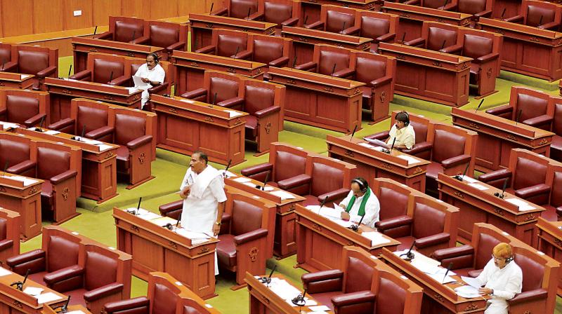 The Assembly session in Belagavi witnessed poor attendance on Monday with most legislators remaining in their respective constituencies. (Photo: DC)