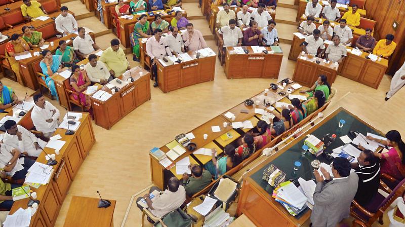 Mayor Sampath Raj presides over the BBMP Council Meeting in Bengaluru on Tuesday.