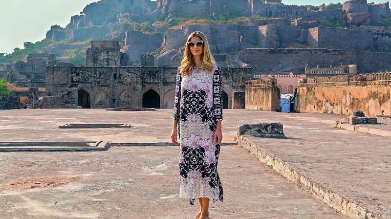 Ivanka Trump, daughter and adviser to US president Donald Trump, during a visit to the famous Golkonda Fort in Hyderabad on Wednesday.