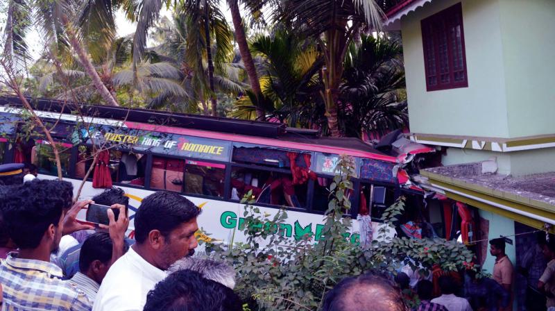 The bus that rammed into the house on Friday.