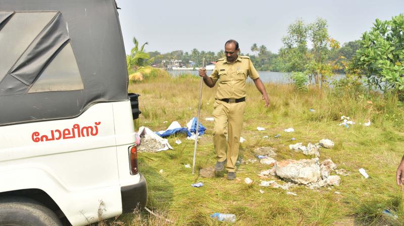 Panangad police smashed open one side of the drum after local fishermen complained of foul smell emanating and oily substance leaking from the drum.