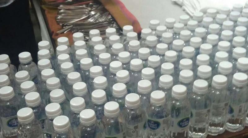Bottled drinking water at the meet.