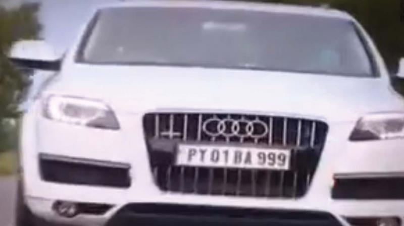 Suresh Gopis car with Puducherry registration featured in the short video.