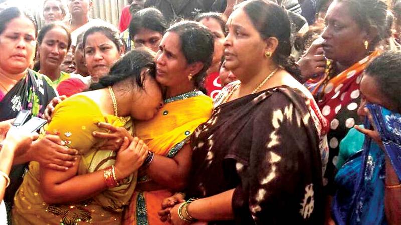 Thamilarasus family breaks down on learning about the incident. (Photo: DC)