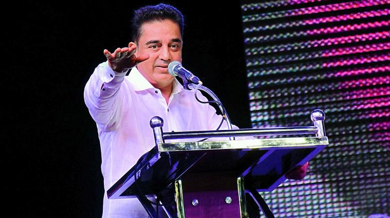 Kamal Haasan during the launch of his political party on Wednesday.