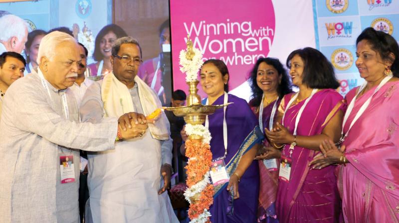 Chief Minister Siddaramaiah at the Women of Worth conference.