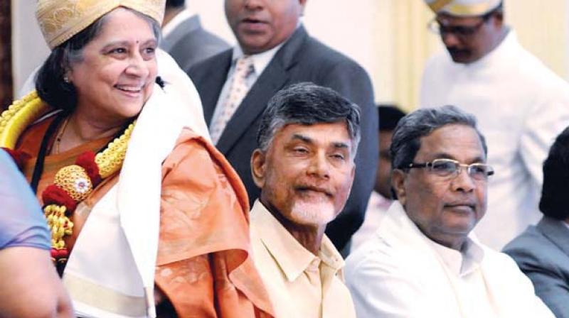 AP CM Chandrababu Naidu and CM Siddaramaiah in a file photograph.