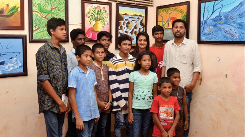 Children with actor Priyanka and writer P.V. Shaji Kumar.