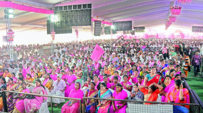 Thousands of TRS workers flocked to Kompally to take part in the 17th plenary meeting of TRS on Friday.
