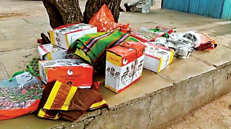 According to sources, at least 60,000 boxes containing utensils and sarees were distributed in Bableshwar constituency by one candidate alone before the code of conduct came into force.