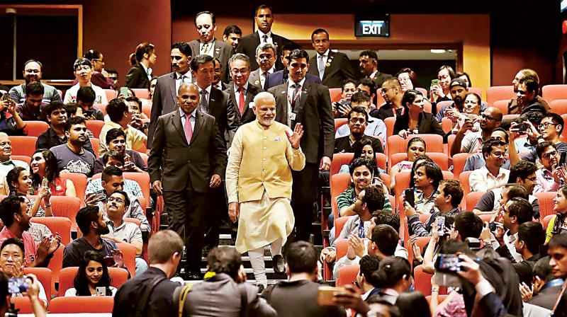 Prime Minister Narendra Modi at Nanyang Technological University in Singapore on Friday. (Photo: PTI)