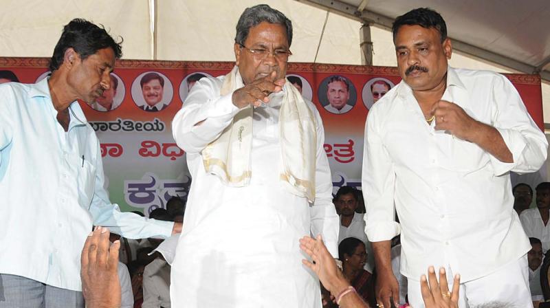 Former CM Siddaramaiah at a Congress workers meeting in Mysuru on Tuesday.