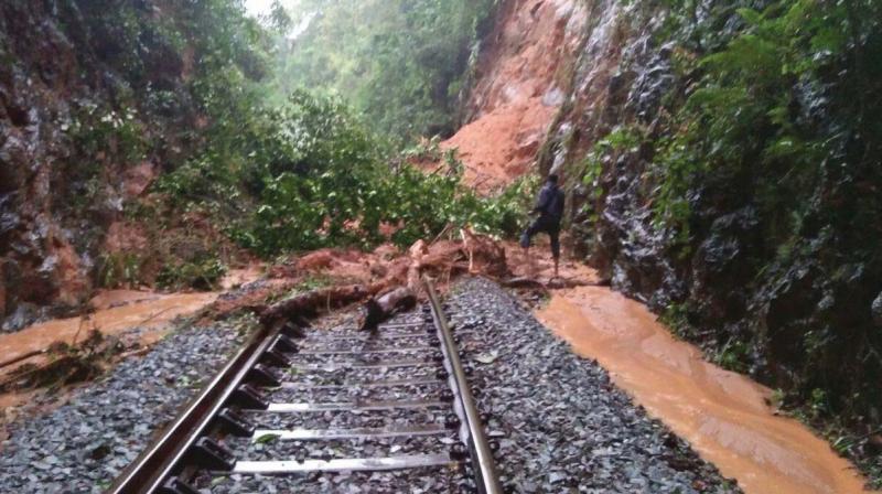 Landslide on Hassan-Mangaluru railway track.