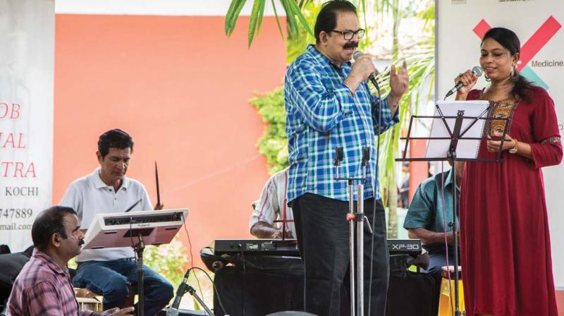 The two singers crooned a total of 15 soulful songs in Malayalam, Tamil and Hindi, including four duets, at the programme.