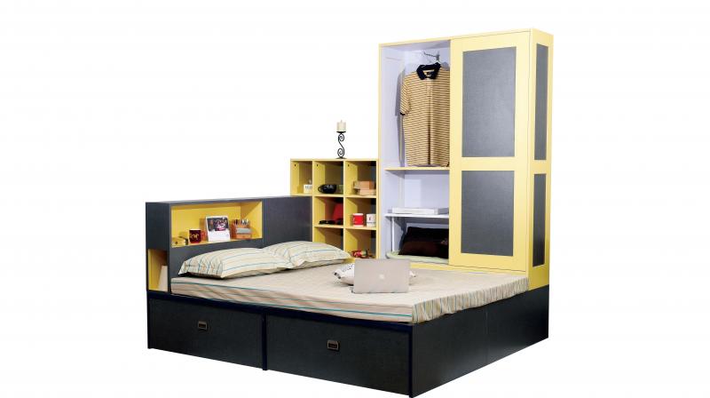 This king-size bed doubles into a wardrobe and also a  storage for all your knick-knacks!