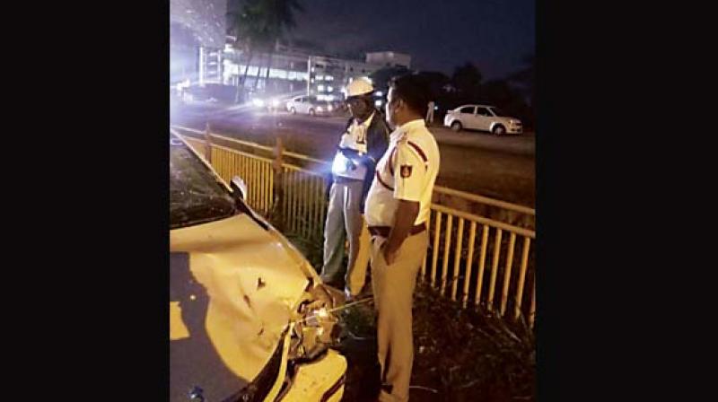Cab driver Ganesh failed to notice the parked two-wheeler and rammed into it.