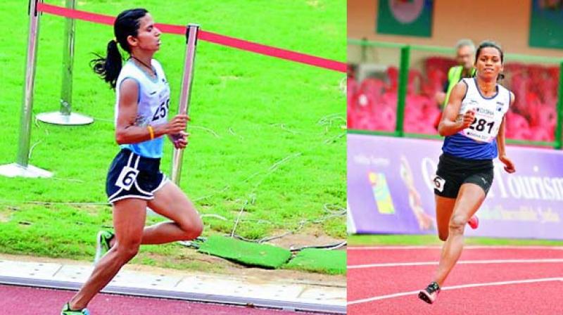 Athlete Monika Chaudhary and Athlete Jauna Murmu in action