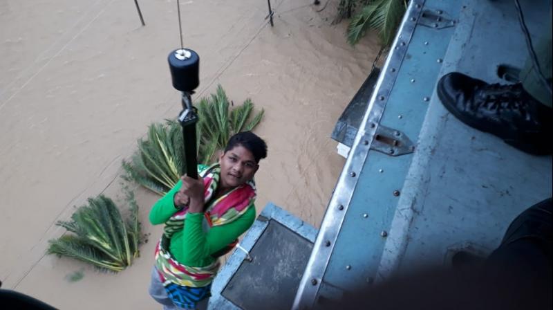 As per tweets from the Defence Ministry of India on Friday, over 3000 people have been rescued since the flooding started. (Photo: Twitter/@DefenceMinIndia)