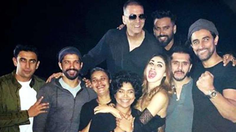Akshay Kumar and the team of Gold at the movies wrap up party.
