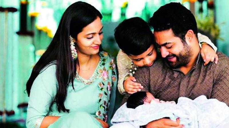 Jr NTR and Pranathi with their new-born son.