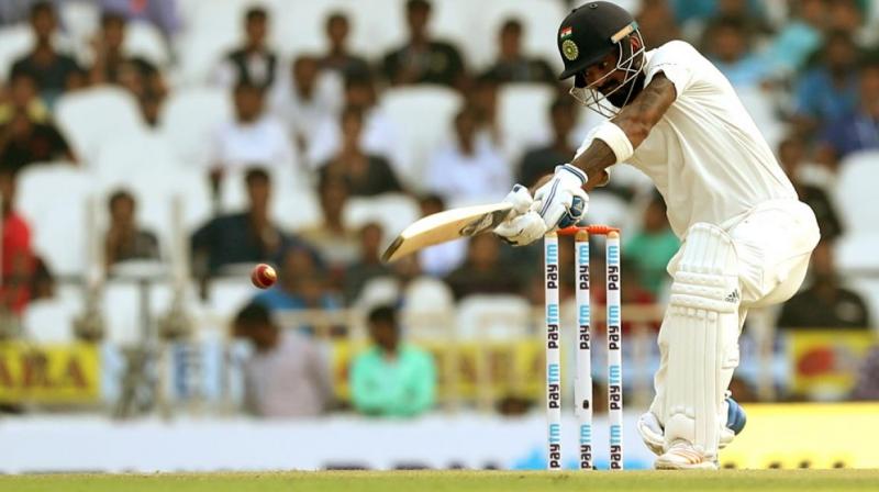 KL Rahul got out without scoring much runs on Friday, during the second Test against Sri Lanka.(Photo: BCCI)