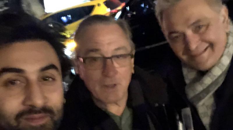 Ranbir, Rishi Kapoors wow moment with Robert De Niro in NYC, see photo