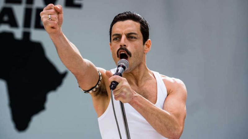Rami Malek as Freddie Mercury in the film Bohemian Rhapsody.