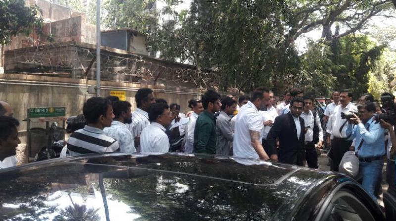 Sanjay Dutt exits from the Andheri Court today after his hearing on the Noorani case.