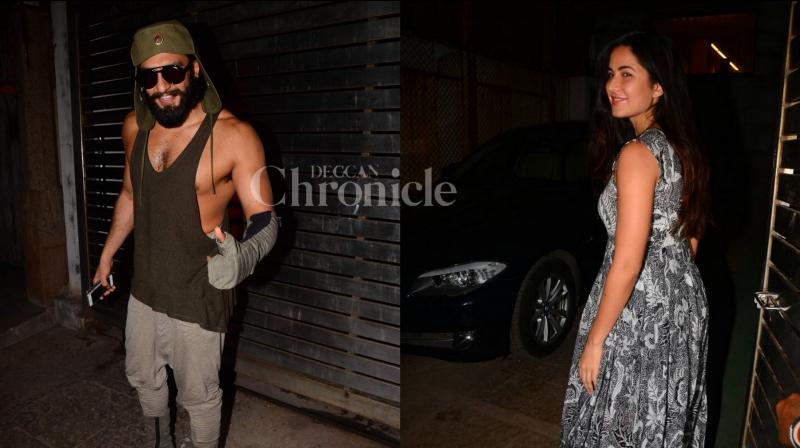 Ranveer Singh and Katrina Kaif snapped outside Zoya Akhtars residence last night.