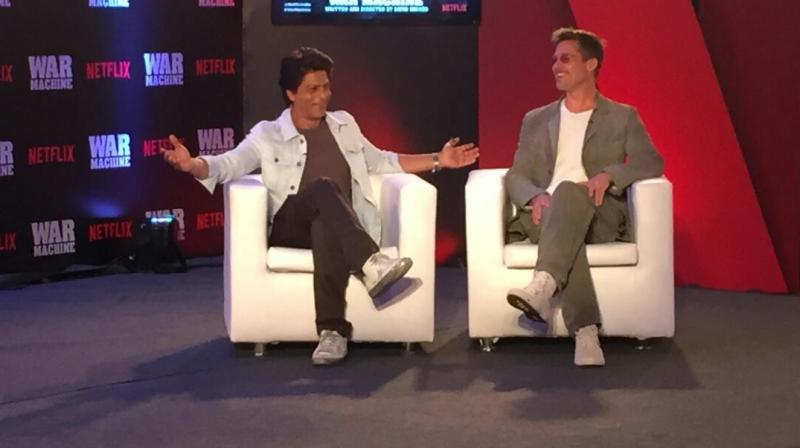 Shah Rukh Khan in a chat session with Brad Pitt.