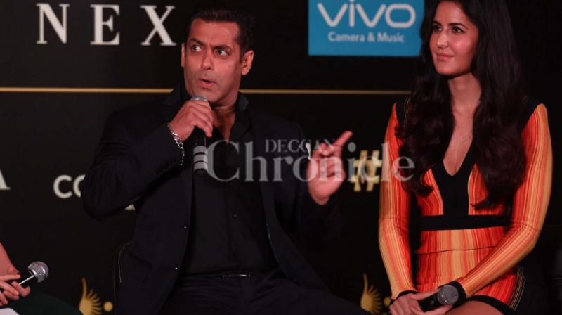 Salman Khan and Katrina Kaif at the IIFA 2017 press conference. (Photo: Viral Bhayani)
