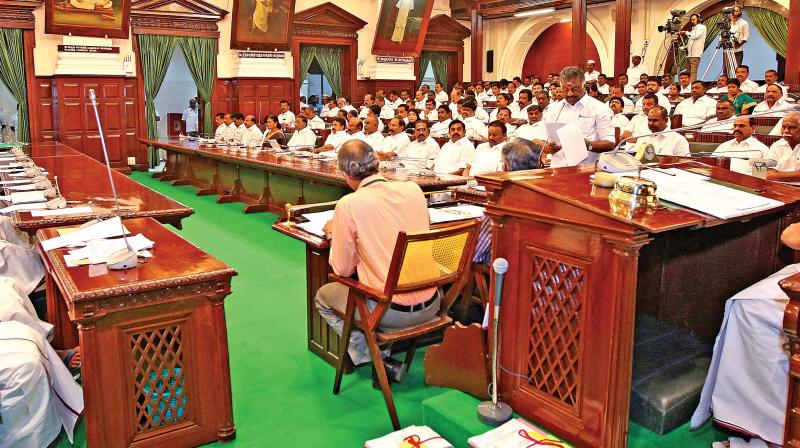Chief Minister O. Panneerselvam pays glowing tributes to late Chief Minister  J. Jayalalithaa at the state Assembly on Tuesday (Photo: DC)