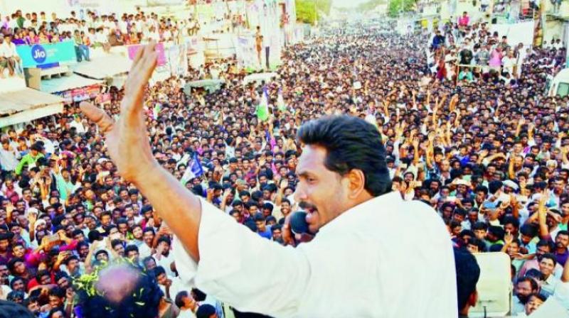 Leader of Opposition Y.S. Jagan Mohan Reddy began the Praja Sankalpa Yatra in Prakasam district, on Friday.
