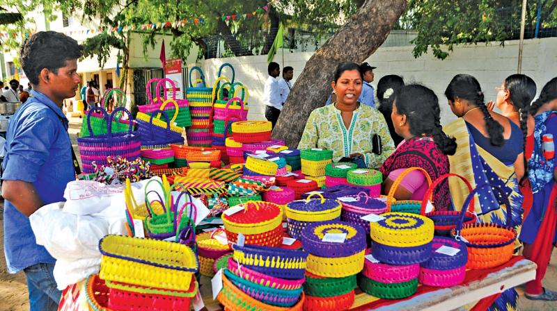 Products made by the villagers on diplay for sale at the Village Ticket festival.