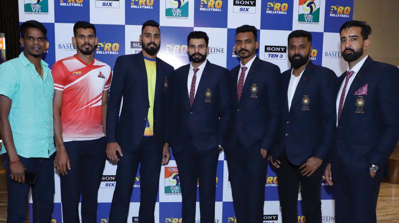 (L-R) Icon players Prabagaran S, Jerome Vinith, Akhin, Gurinder Singh, Deepesh Sinha, Mohan Ukkrapandian and Ranjit Singh.