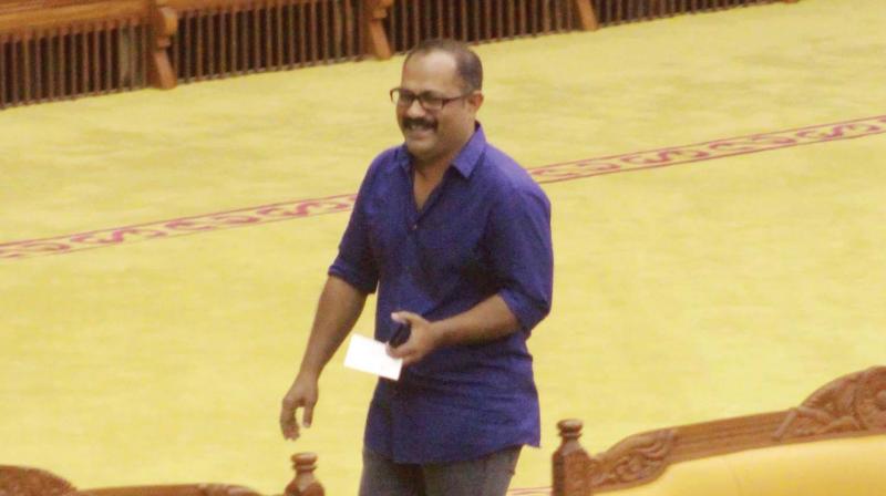 IUML MLA K.M. Shaji arrives to attend Assembly session on Wednesday