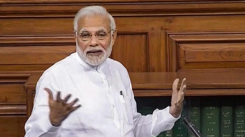 Prime Minister Narendra Modi speaks in the Lok Sabha on no-confidence motion during the Monsoon Session of Parliament. (Photo: AP)