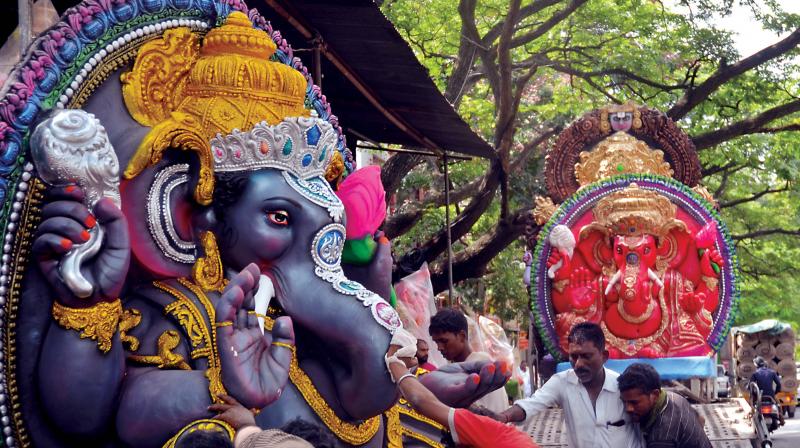 Although  the BBMP has served notices to  idol manufacturers prohibiting the manufacture and sale of PoP Ganeshas, the sellers in Wilson Garden have no qualms about carrying on as usual, and seem to have no fear of being raided by the civic authority.