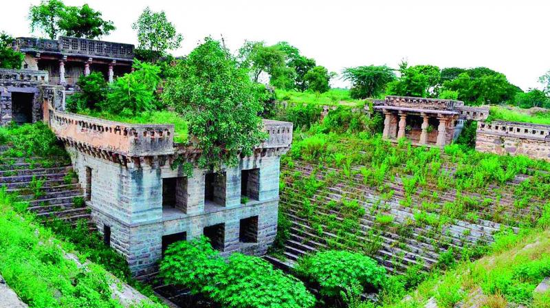 A grand stepwell at Kichanapalle. Most of these storage tanks  doubled up as venues for social gatherings in the state.