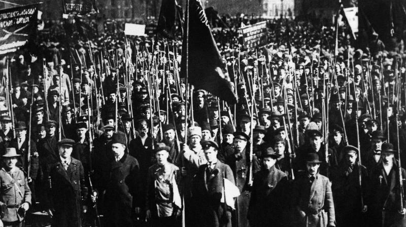 This file photo taken in 1917 shows people demonstrating in Moscow during the period of the Russian revolution. It was the year that ended centuries of royal rule, brought two revolutions, ushered in Soviet domination and changed the course of Russian history irrevocably. A century later, the country seems unsure how to treat the tumultuous events of 1917 that saw it hurtle from the abdication of the last tsar Nicholas II to a Communist dictatorship in a matter of months (Photo: AFP)