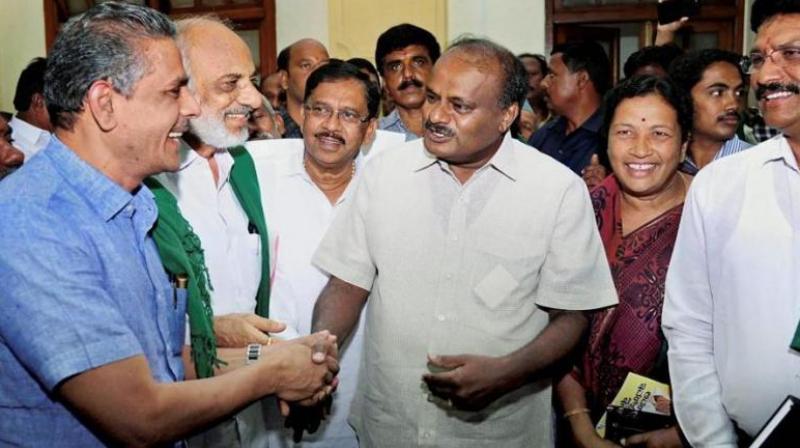 Reiterating his governments commitment for the cause of farmers, Karnataka Chief Minister H D Kumaraswamy told the farmers, All your wishes will be fulfilled, but give us time. (Photo: PTI)