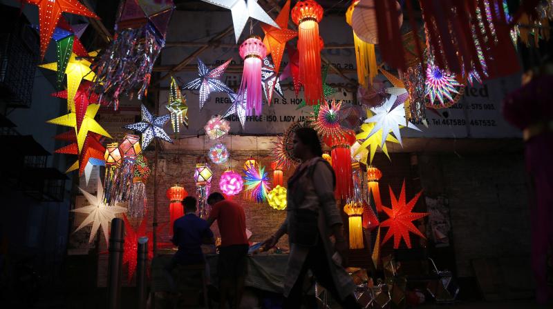 Lanterns are hung on display ahead of Diwali, the Hindu festival of lights, in Mumbai, India. (Photo: AP)