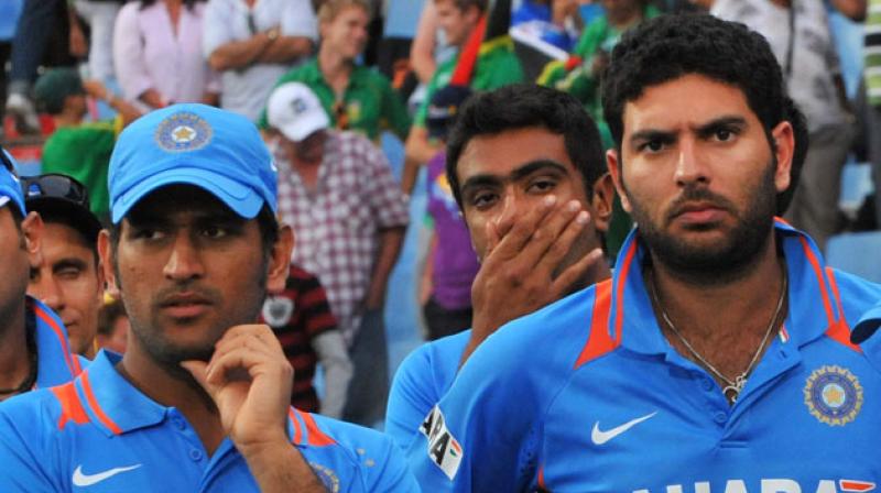 Both Yuvraj Singh and Mahendra Singh Dhoni are in their mid thirties. (Photo: AFP)