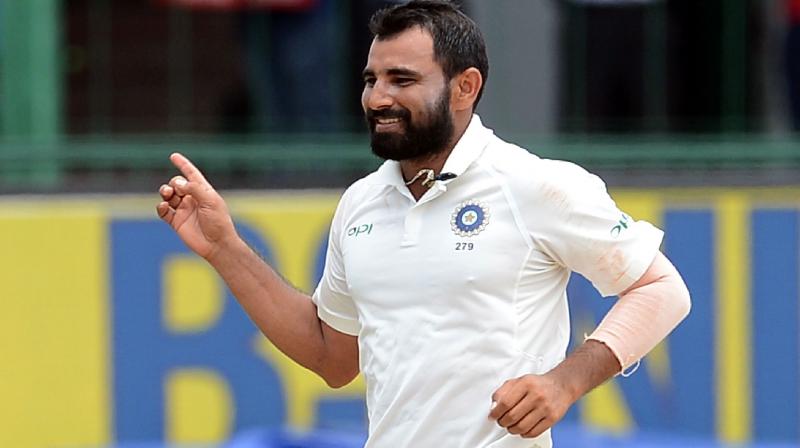 Shami, who was part of the Test and ODI squads in their just concluded series against West Indies, was back home and visited the Eden Gardens on the sidelines of Bengals Ranji Trophy match against Madhya Pradesh. (Photo: AFP)